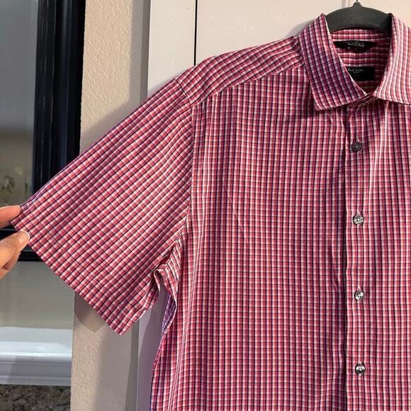 Paul Smith London The Byard Checkered Plaid Button Up Mens Shirt Pink Size Italy - Picture 3 of 6